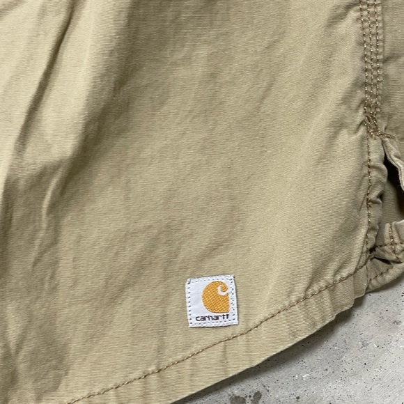 Carhartt Womens Brown Duck Short Sleeve Top Blouse Button Down Size Medium 8-10 - Picture 4 of 7